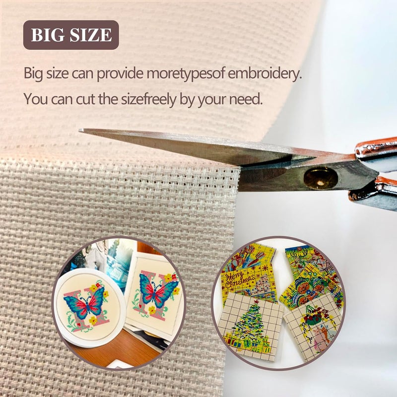 Zhenqing 14CT Aida Cloth - 30x35 Inch Cross Stitch Fabric for Embroidery, Pre-Cut Needlework Material, Acid-Free, Durable Weave(Khaki) - Image 4